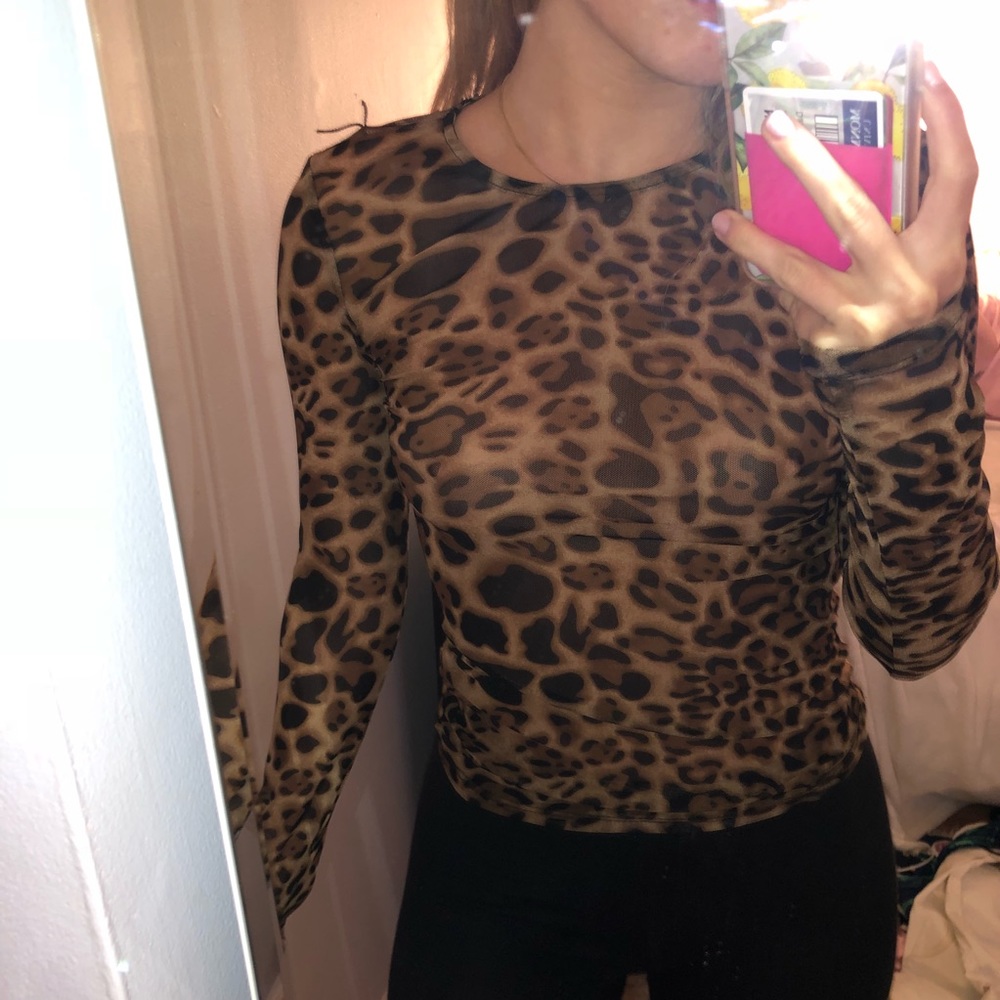 leopard mesh long sleeve